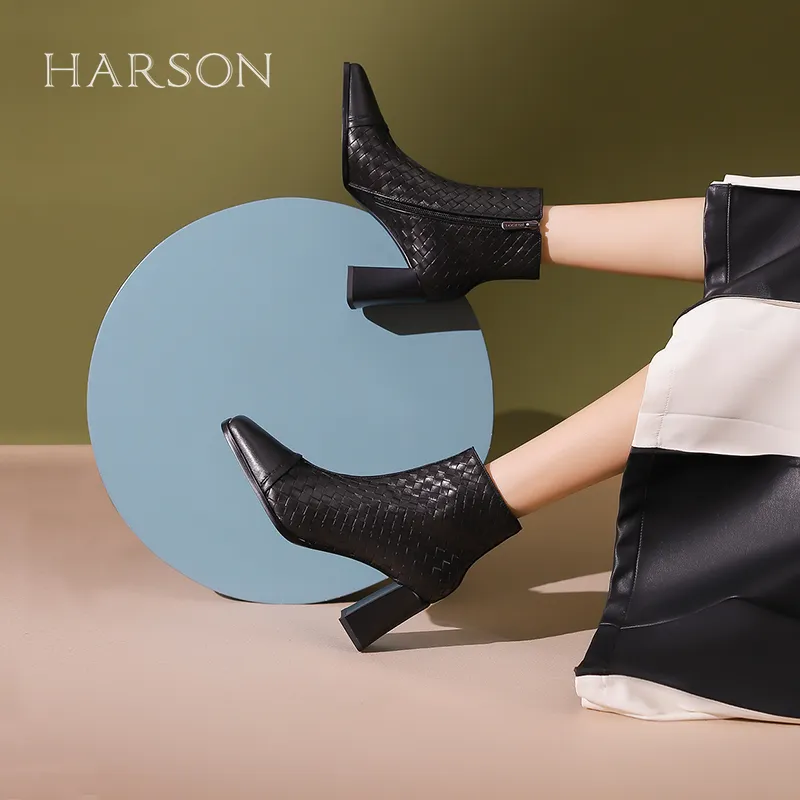 HARSON Ankle Boots 7.5cm Women's Black-6