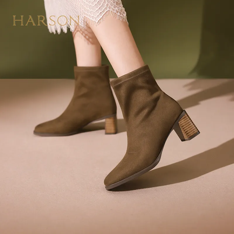HARSON Ankle Boots Women's Khaki/Black-4