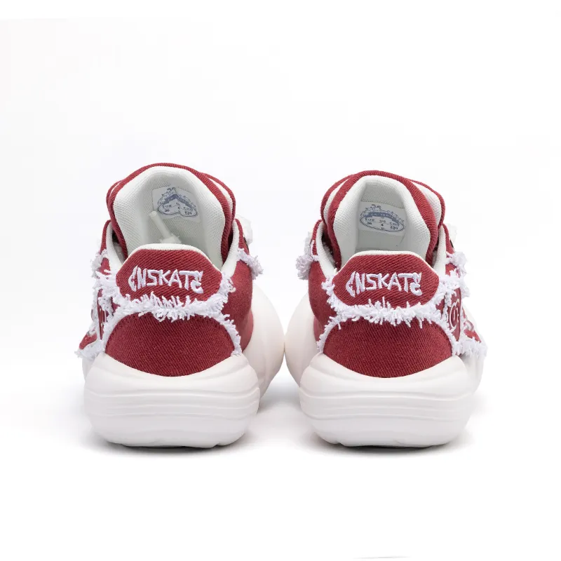 CN Skate Anti Slip And Wear Resistant Coverage Low Top Canvas Shoes Women's White Red-3