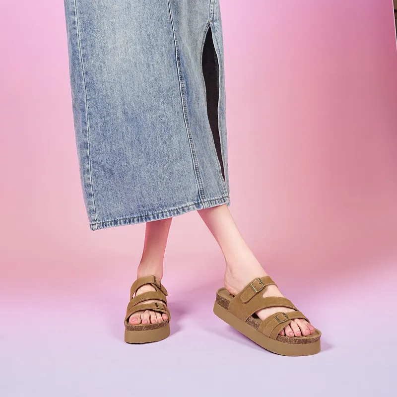 EBLAN Slide Slippers Women's Camel-4