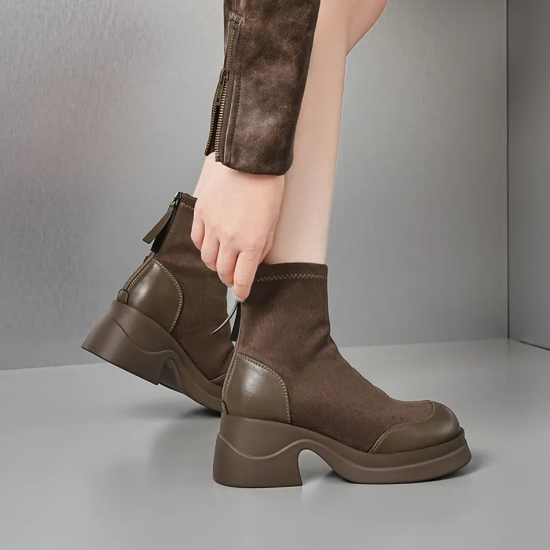 EBLAN Ankle Boots Women's Khaki-5