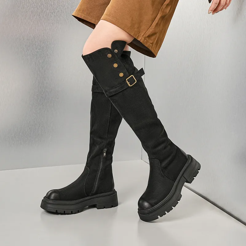 EBLAN Knee-high Boots Women's Umber-25