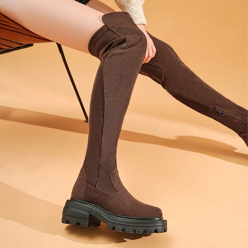 EBLAN Over the knee Boots Women's Brown-3