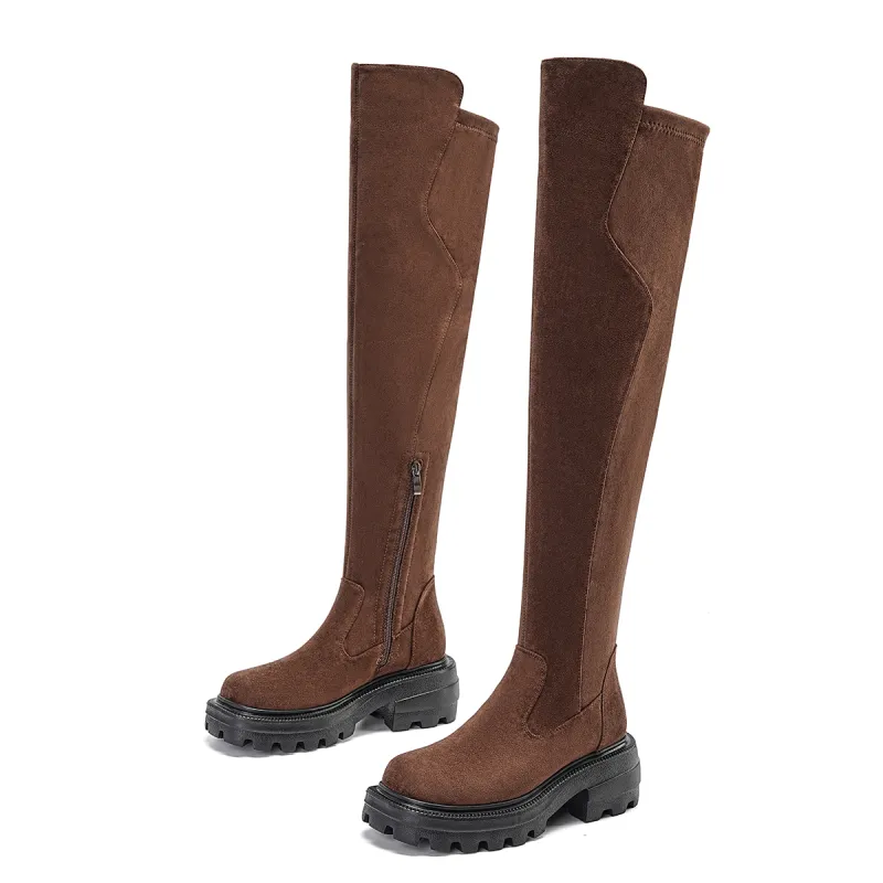 EBLAN Over the knee Boots Women's Brown-2