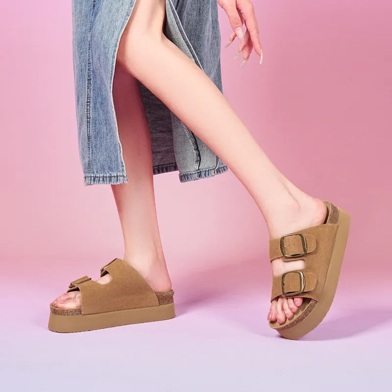 EBLAN Slip Resistant Slide Slippers Women's Camel-5