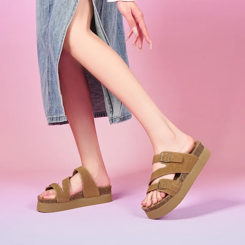 EBLAN Slide Slippers Women's Camel-5