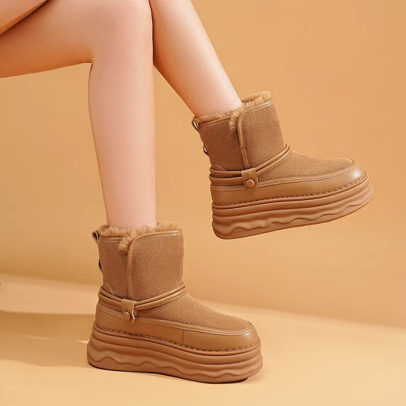 EBLAN Short Snow Boots Women's Camel-3