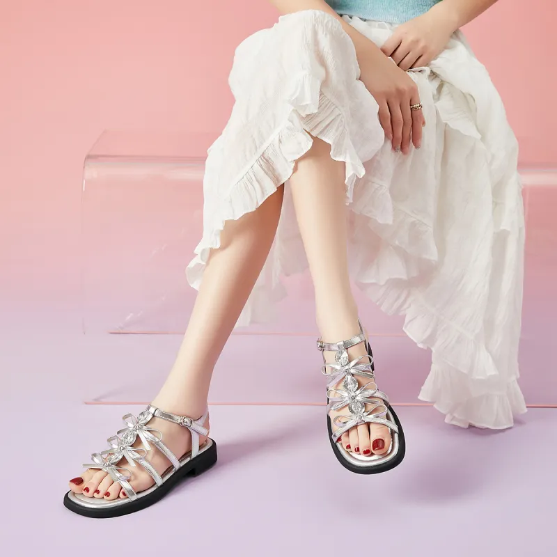EBLAN Roman Sandals Women's Silver-5