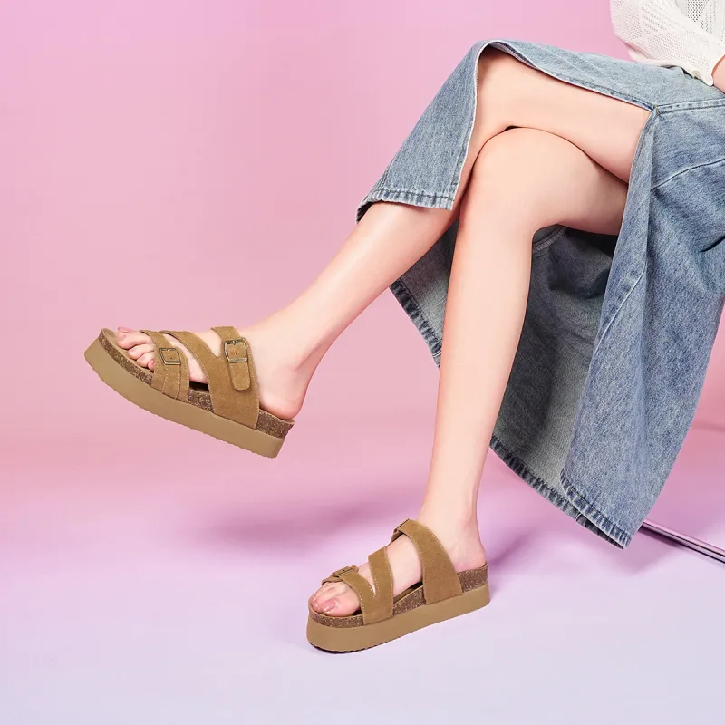 EBLAN Slide Slippers Women's Camel-3