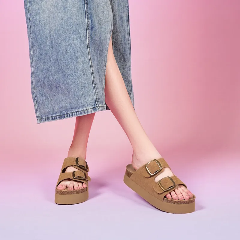 EBLAN Slip Resistant Slide Slippers Women's Camel-4