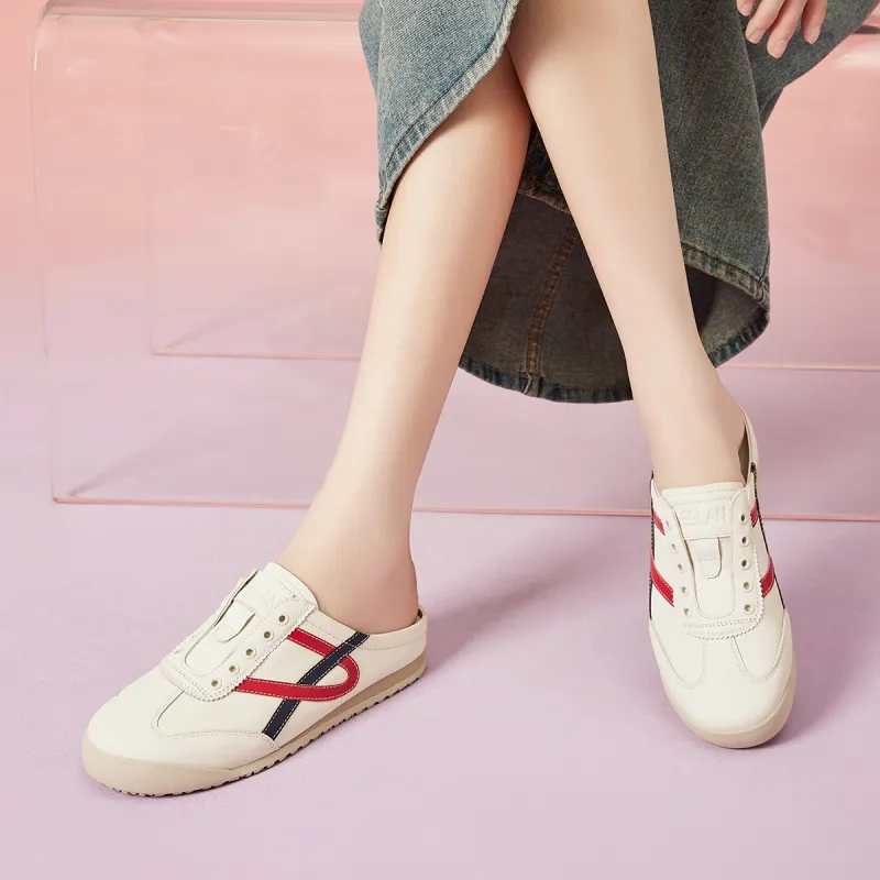 EBLAN Closed Toe Slippers Women's Beige Red-5