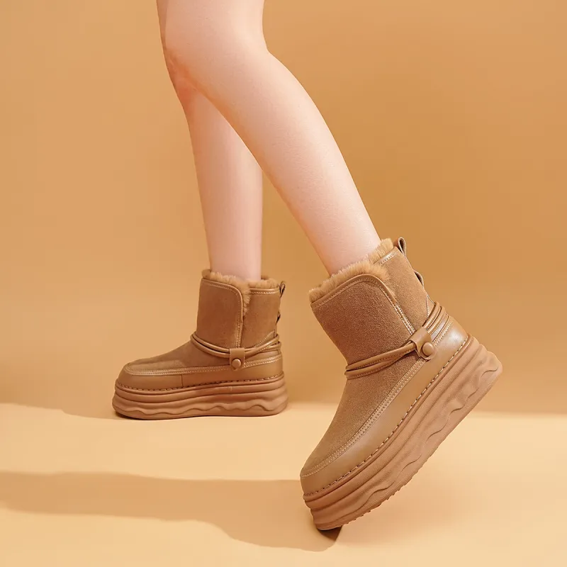 EBLAN Short Snow Boots Women's Camel-5