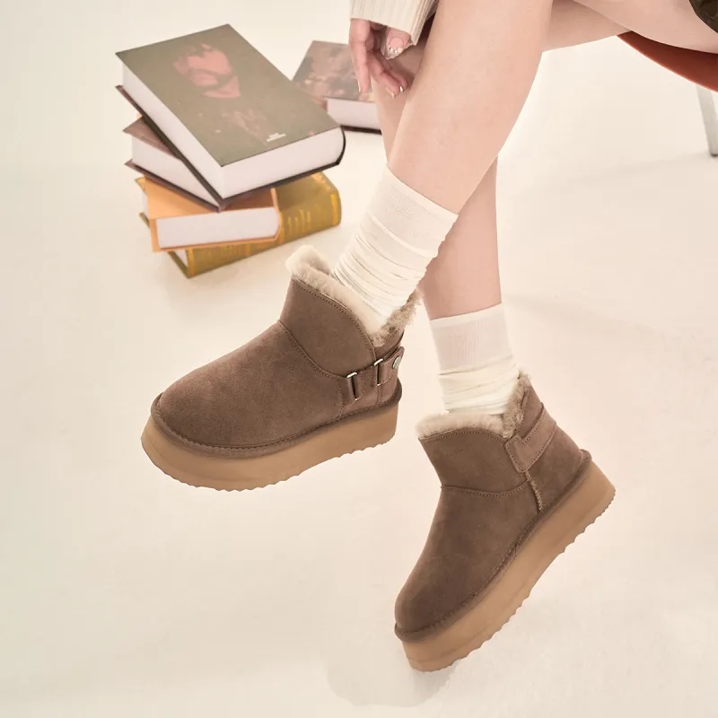 EBLAN Warm Slip Resistant Ankle Length Snow Boots Women's Olive-4