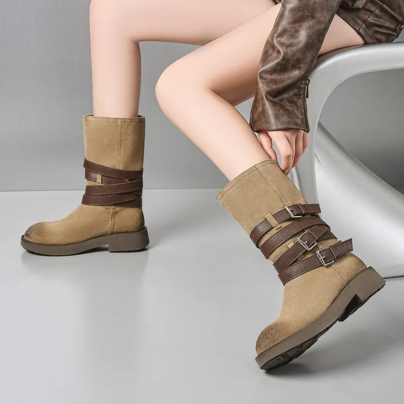 EBLAN Ankle Boots Women's Khaki-3