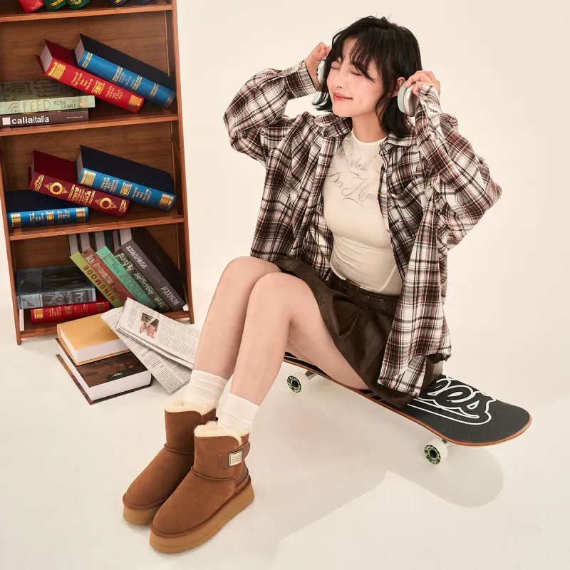EBLAN Warm Ankle Length Snow Boots Women's Chestnut-6