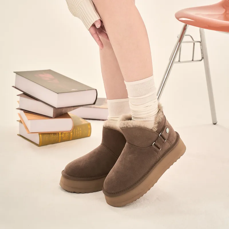 EBLAN Warm Slip Resistant Ankle Length Snow Boots Women's Olive-3