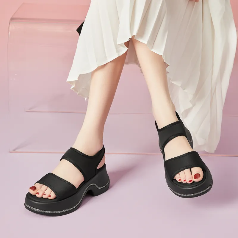 EBLAN One Strap Sandals Women's Black-6