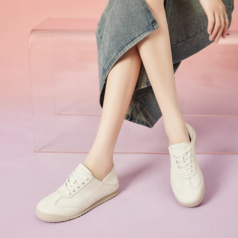 EBLAN Low Top Casual Shoes Women's Beige-5
