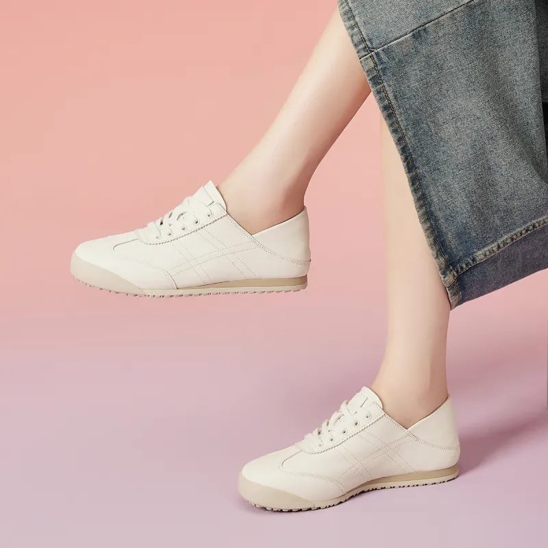 EBLAN Low Top Casual Shoes Women's Beige-4
