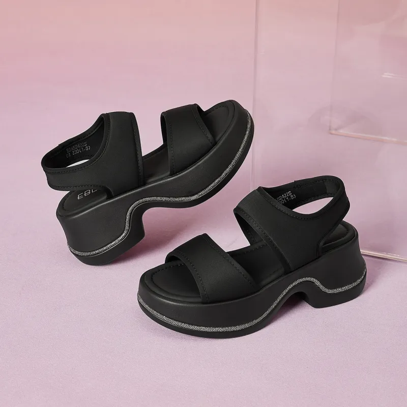 EBLAN One Strap Sandals Women's Black-2