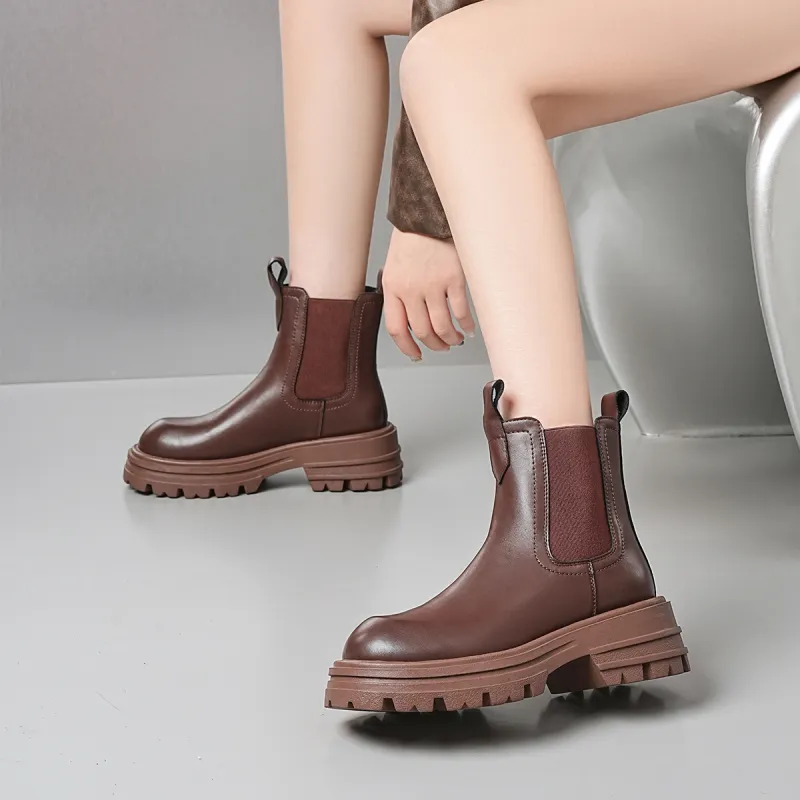 EBLAN Short Chelsea Boots Women's Brown-4
