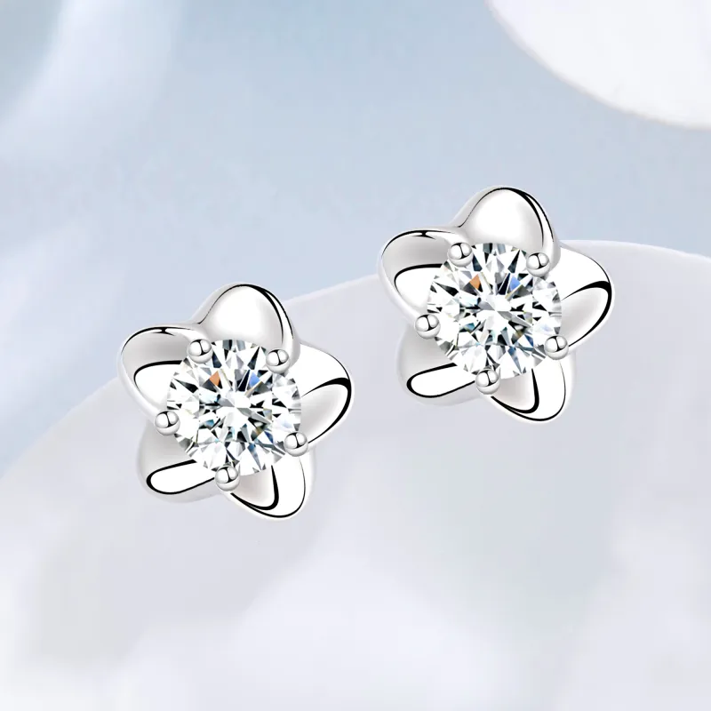 AHK S999 Fine Silver Stud Earrings Women's-2