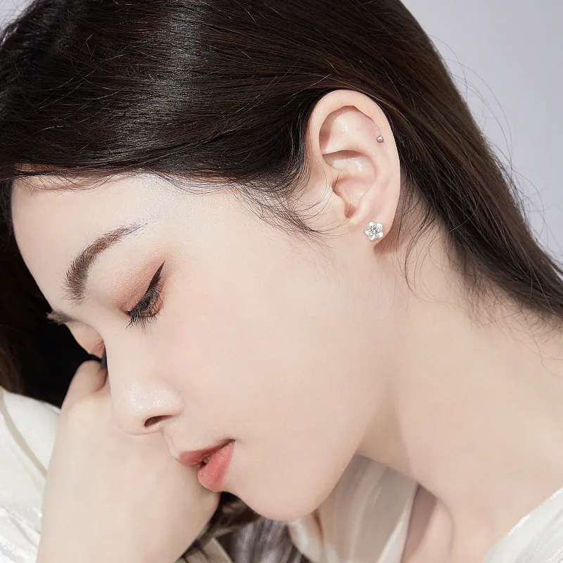 AHK S999 Fine Silver Stud Earrings Women's-6