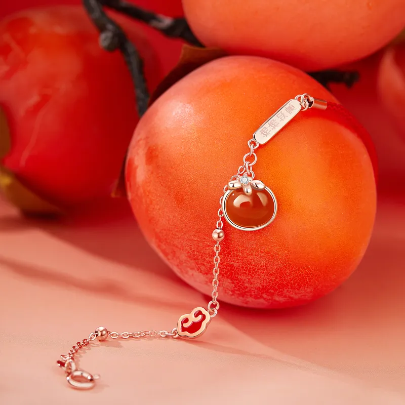 AHK 925 Sterling Silver, Red Agate Bracelets Women's Red-7