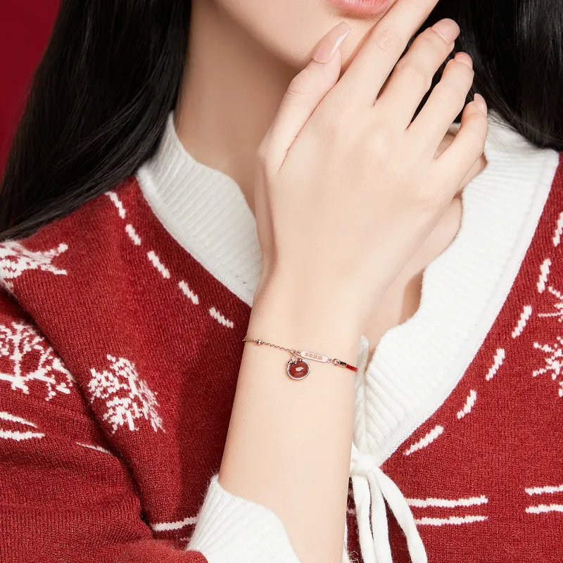 AHK 925 Sterling Silver, Red Agate Bracelets Women's Red-6