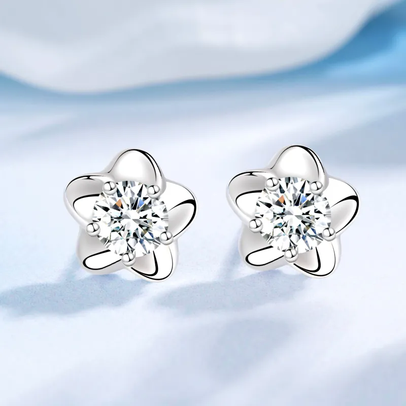 AHK S999 Fine Silver Stud Earrings Women's-1