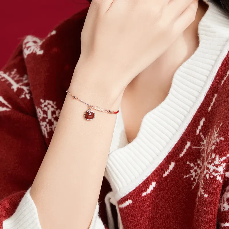 AHK 925 Sterling Silver, Red Agate Bracelets Women's Red-3