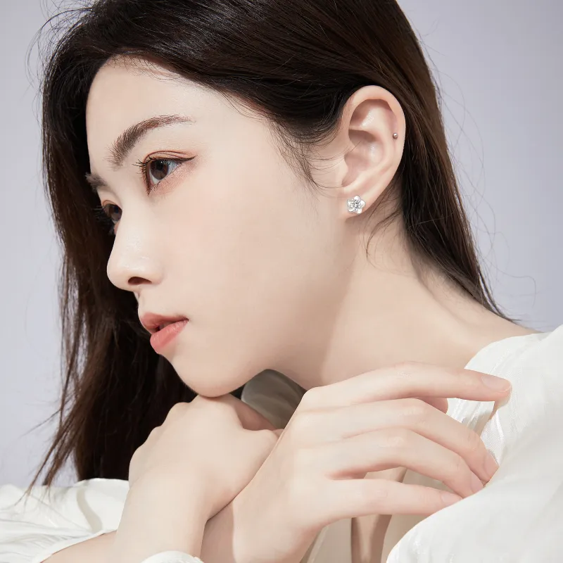 AHK S999 Fine Silver Stud Earrings Women's-4