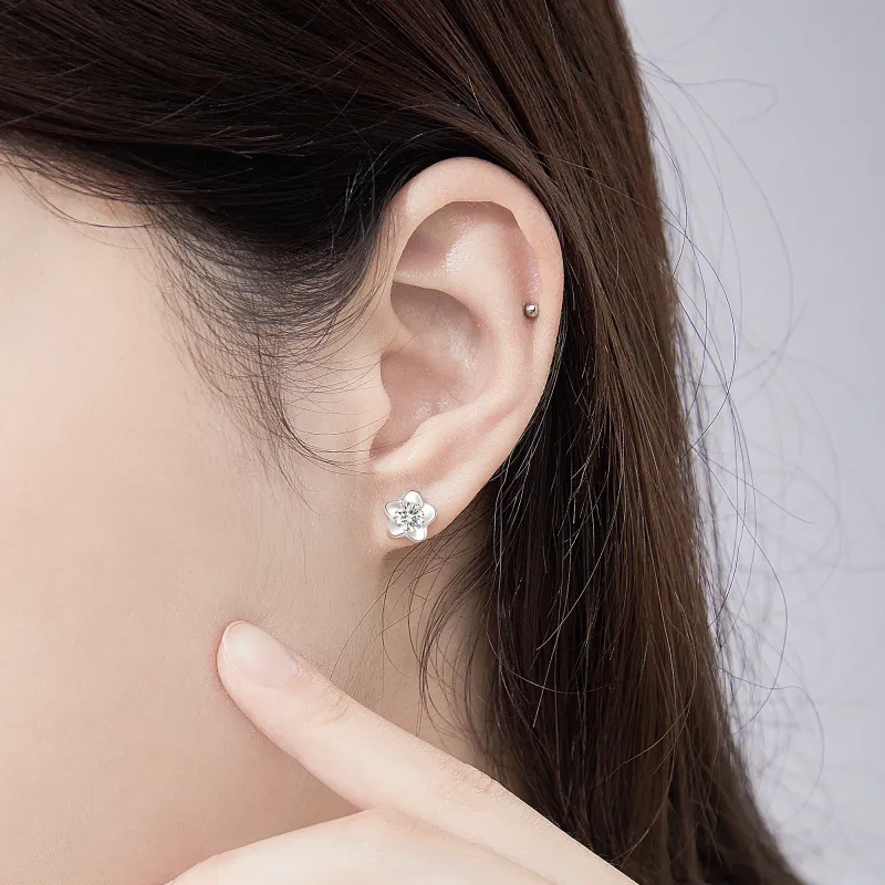 AHK S999 Fine Silver Stud Earrings Women's-5