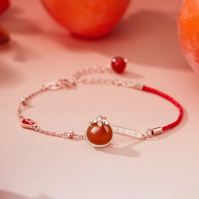 AHK 925 Sterling Silver, Red Agate Bracelets Women's Red-1