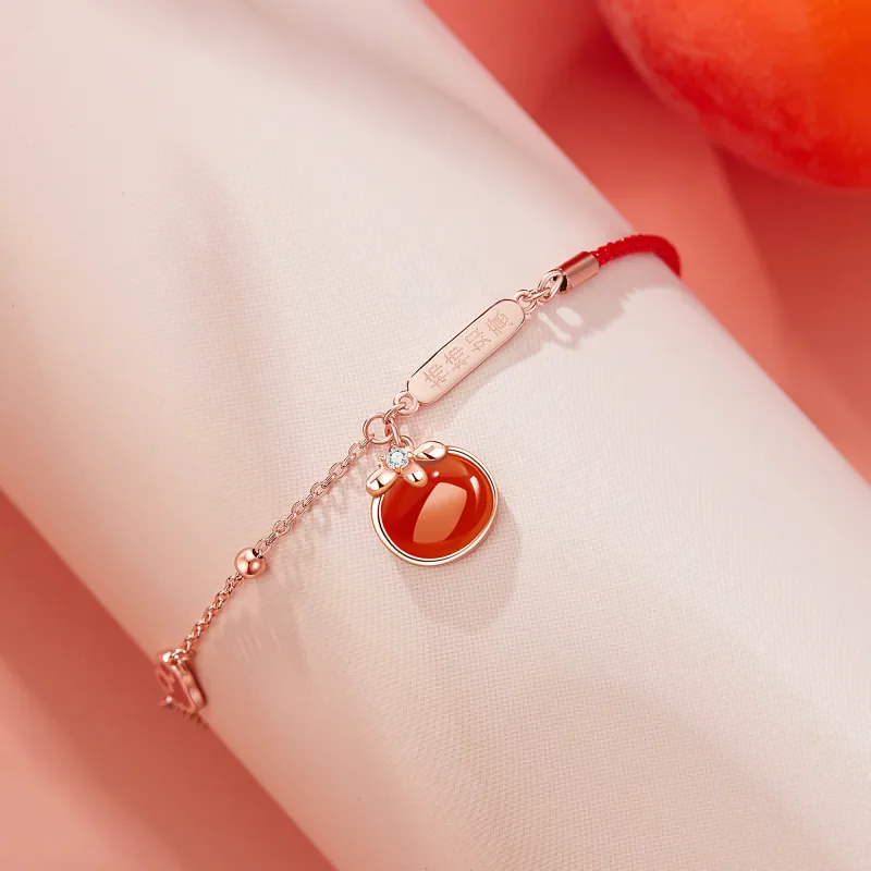 AHK 925 Sterling Silver, Red Agate Bracelets Women's Red-4