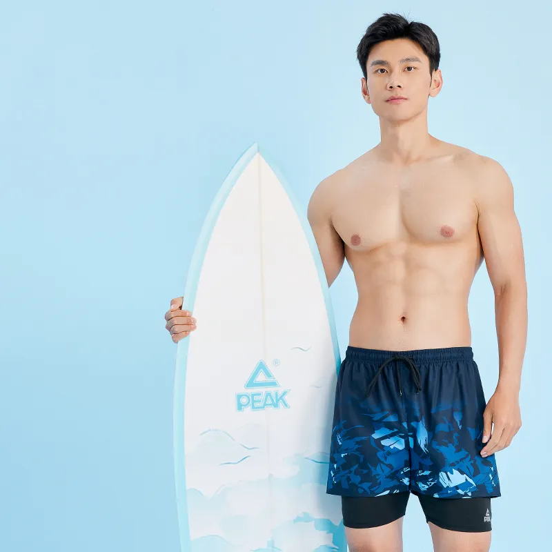 PEAK Swimming Shorts Men's Black Blue-1