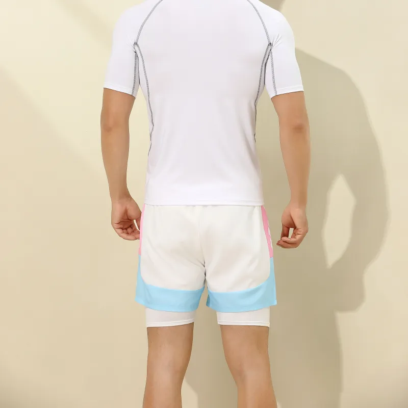 PEAK Casual Shorts Men's Pink White-1