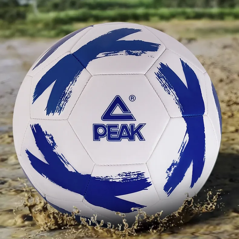 PEAK Size 5 Soccer PVC Machine Stitched Soccer Ball Unisex Blue White-3