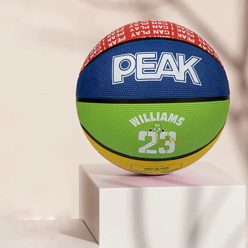 PEAK PU Basketball Green Blue Red Yellow Color Blocking Size 7 5 Size Training Unisex-1