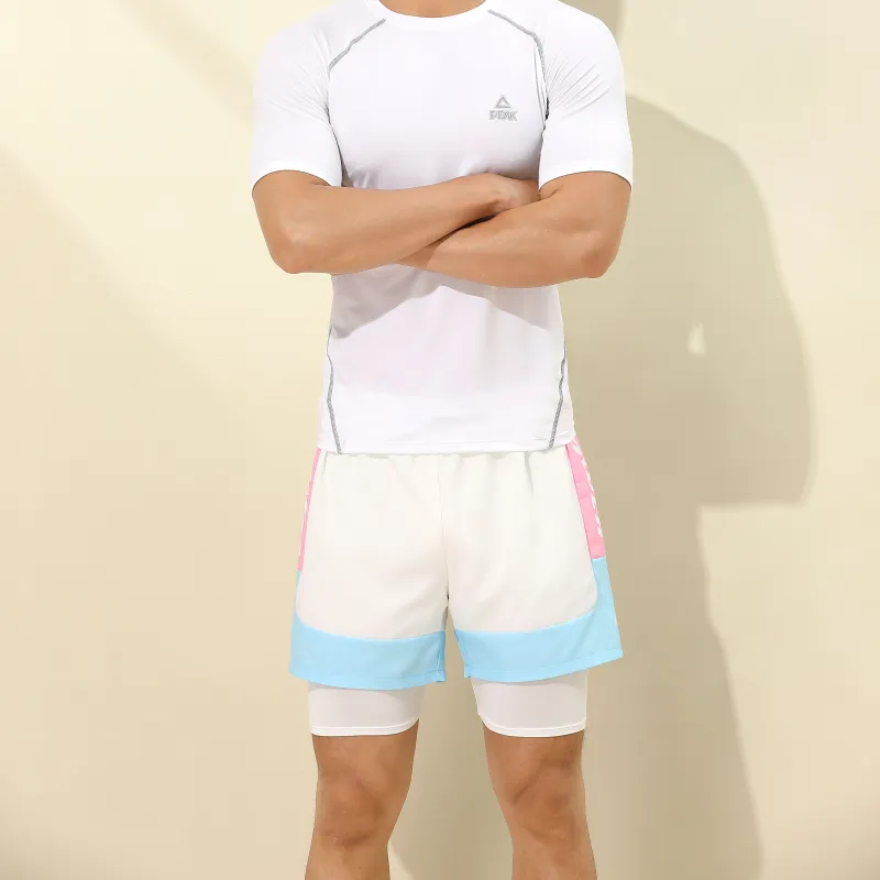 PEAK Casual Shorts Men's Pink White-2