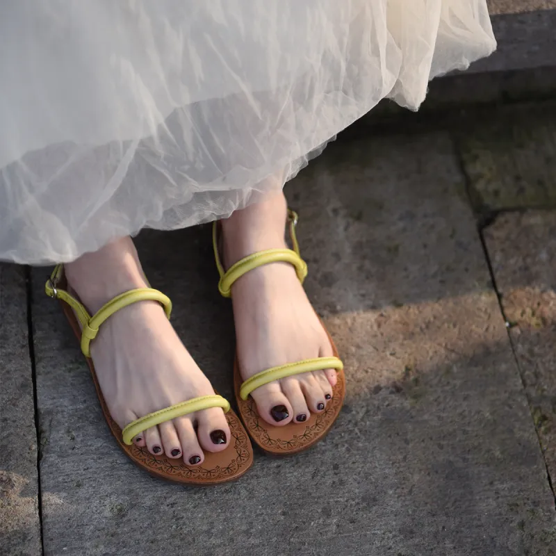 ARTMU Beach Sandals Women's Apricot/Grass Green/Khaki-20