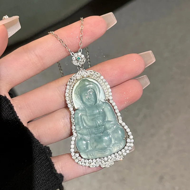 Far Mountain Joe Ice Glutinous Jadeite Necklaces Unisex-2