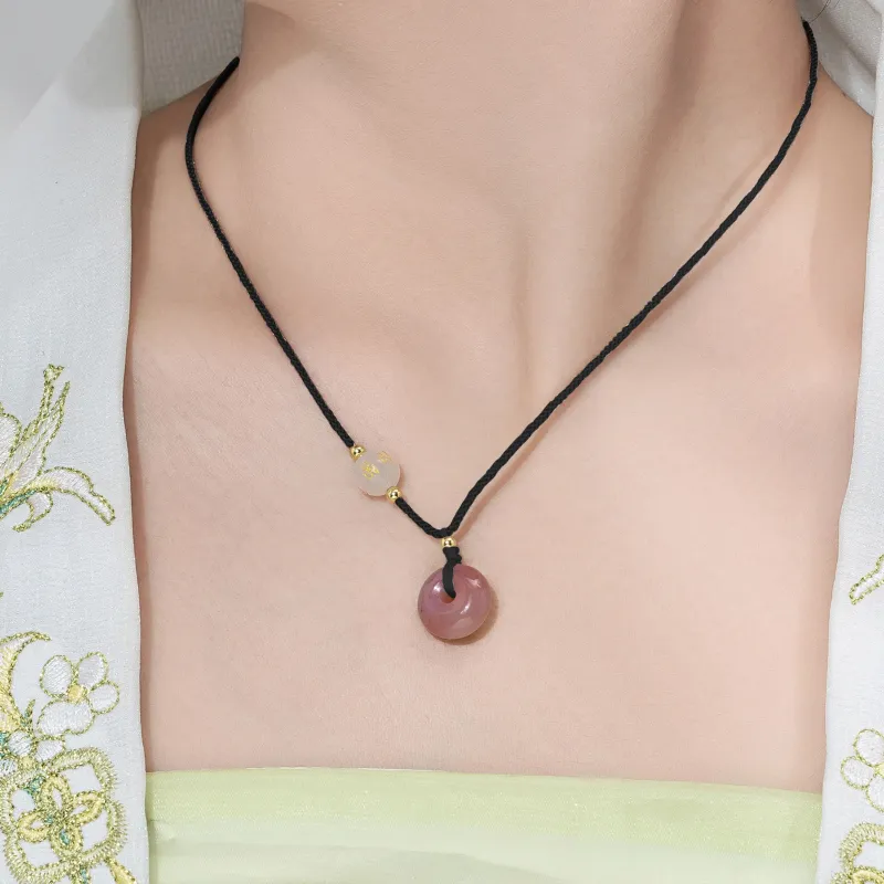 Far Mountain Joe Agate Jade Collarbone Chain Necklace Unisex-1