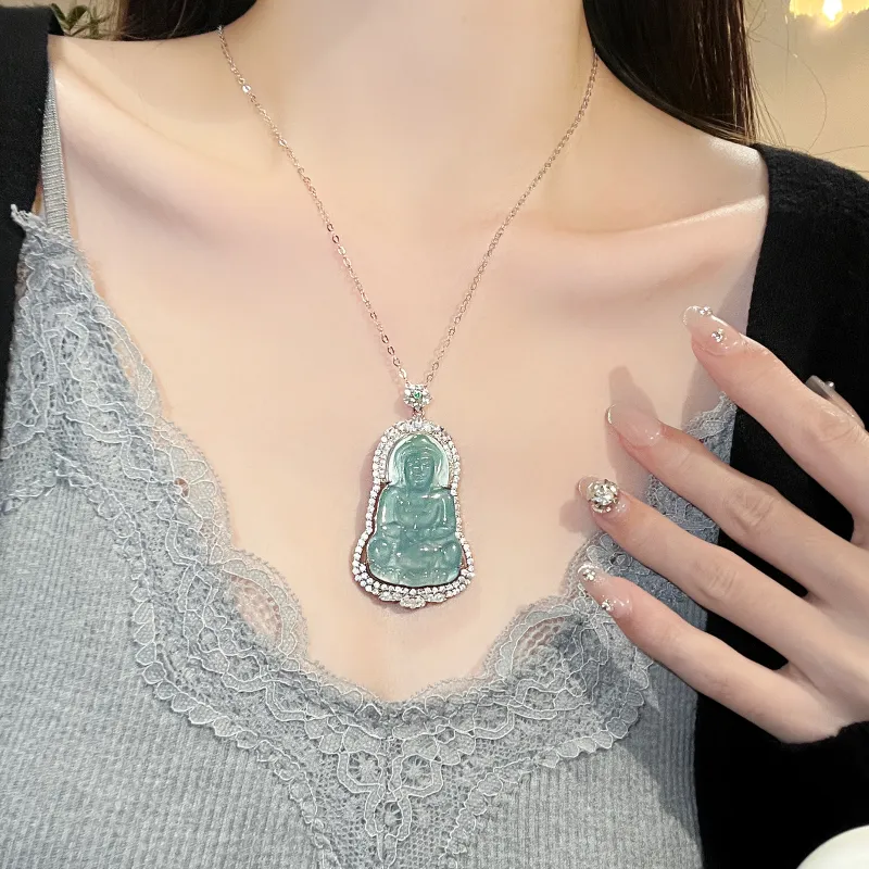 Far Mountain Joe Ice Glutinous Jadeite Necklaces Unisex-3