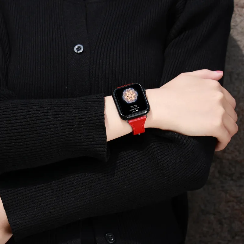 SHIRUI Small Round Pendant Accessories Genuine Leather Strap Watch Bands 38/40/45/ Unisex-41