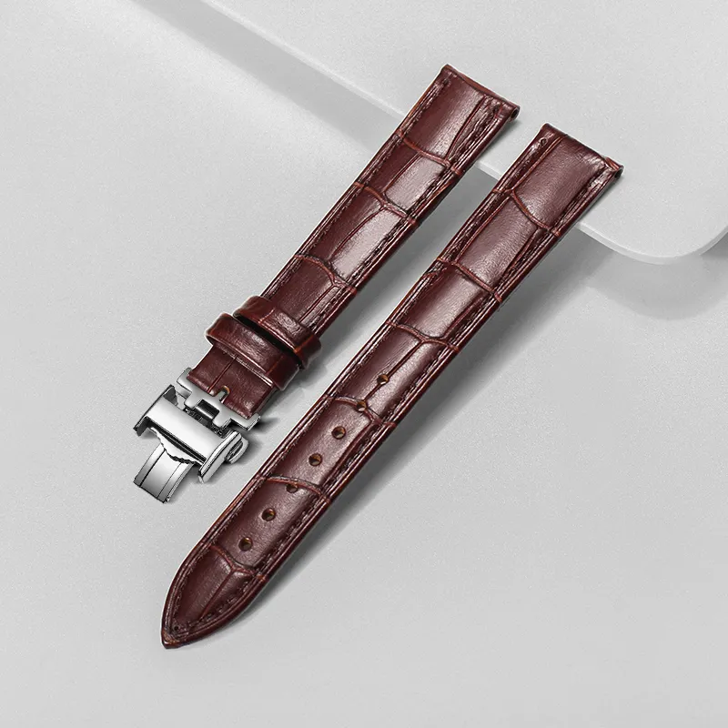 SHIRUI Compatible With Accessories Longines Compatibility Watch Band Black Brown Genuine Leather Material-7
