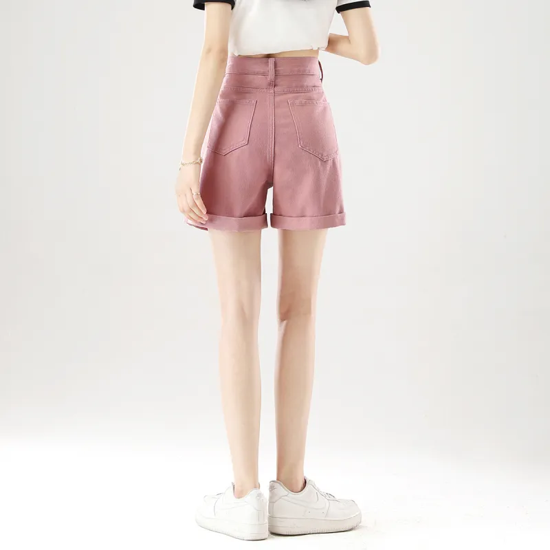 MITUAN Denim Shorts Women's Pink-4