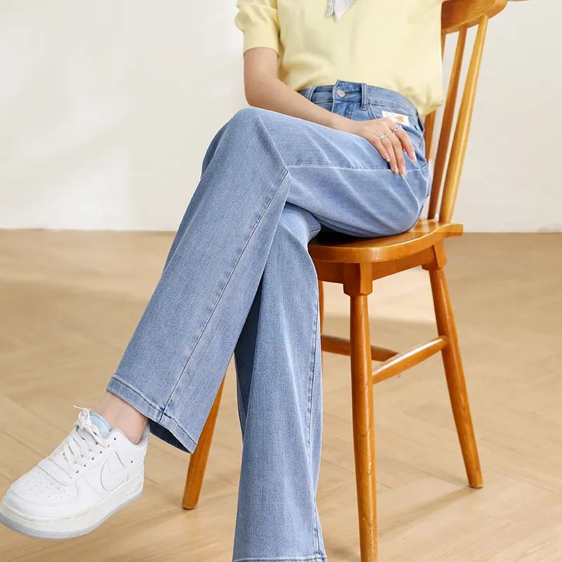 MITUAN Wide Leg Jeans Women's Light Blue-8