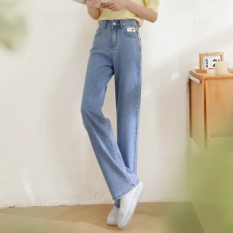 MITUAN Wide Leg Jeans Women's Light Blue-11