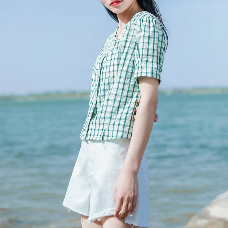 MITUAN Shirts Women's Plaid-5